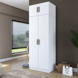 Hanah Home Armario Blanco con Estanterías y Barra para Colgar